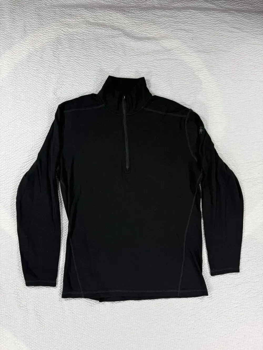 Smartwool Sweater Mens Large Black Quarter Zip Wool Pullover Long Sleeve